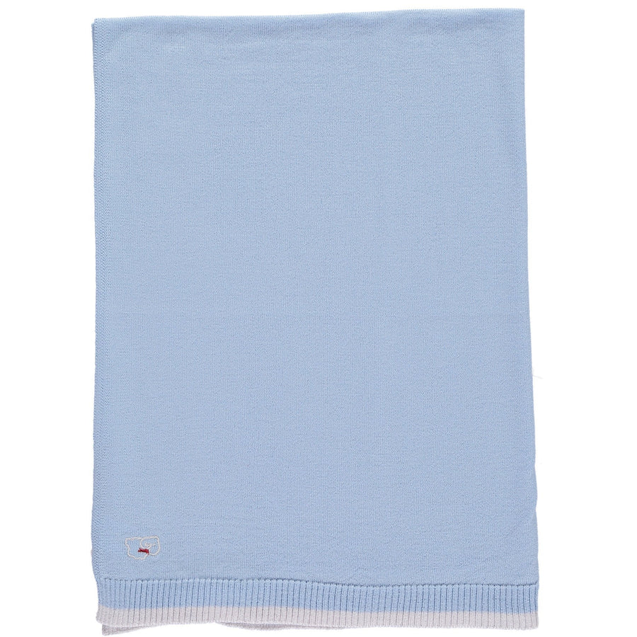 Merino Knitted Lightweight Baby Blanket - Beau Blue - Scarlet Ribbon Merino