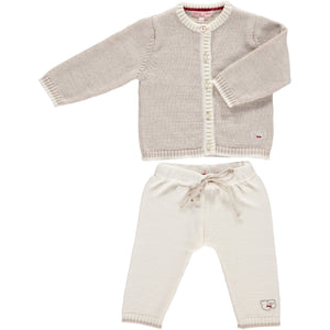 Merino Baby Cardigan & Leggings Set - Oatmeal - Scarlet Ribbon Merino