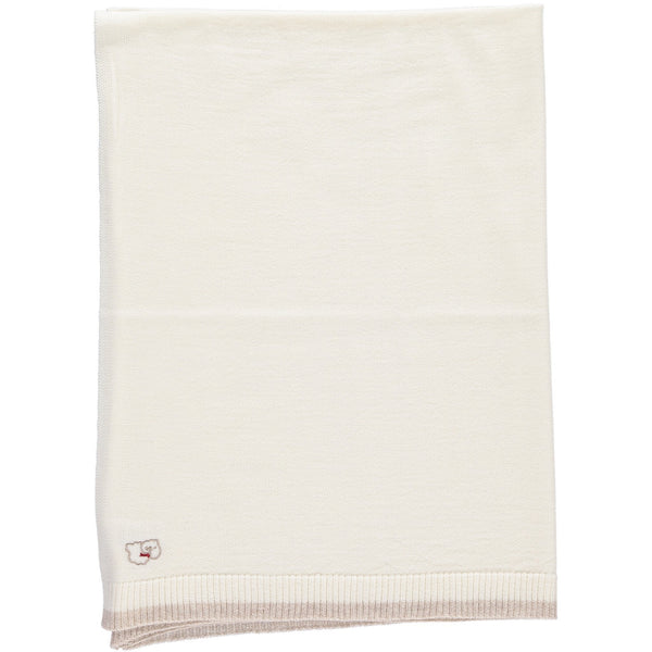 Merino Knitted Lightweight Baby Blanket White & Oatmeal Scarlet