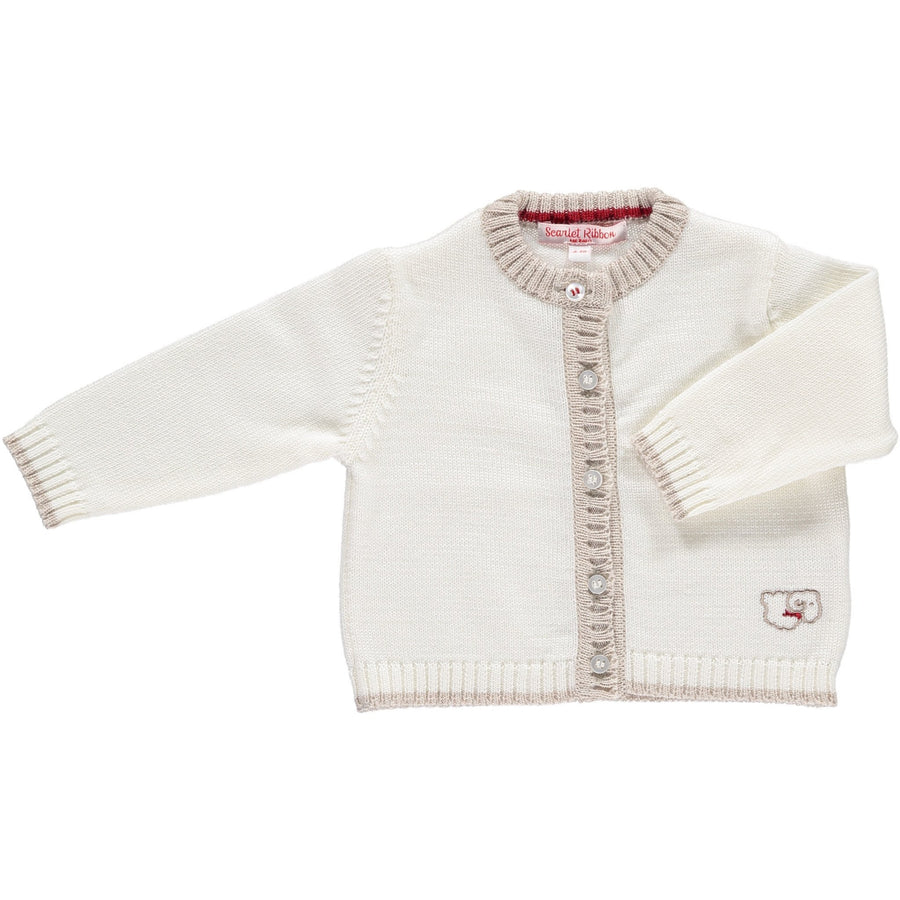 Merino Baby Cardigan & Leggings Set - White & Oatmeal - Scarlet Ribbon Merino