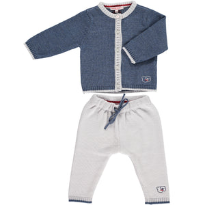 Merino Baby Cardigan & Leggings Set - Denim - Scarlet Ribbon Merino