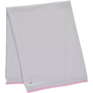 Merino Knitted Baby Blanket - Pearl Grey & Rose - Scarlet Ribbon Merino
