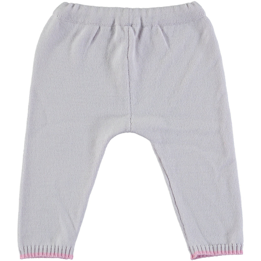 Merino Knitted Baby Leggings - Pearl Grey & Rose - Scarlet Ribbon Merino