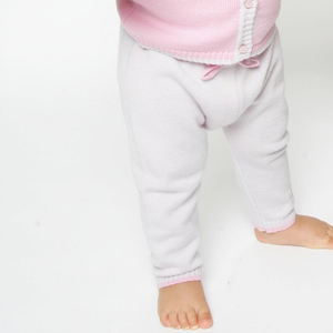 Merino Knitted Baby Leggings - Pearl Grey & Rose - Scarlet Ribbon Merino