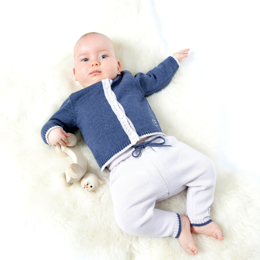 Merino Baby Cardigan & Leggings Set - Denim - Scarlet Ribbon Merino