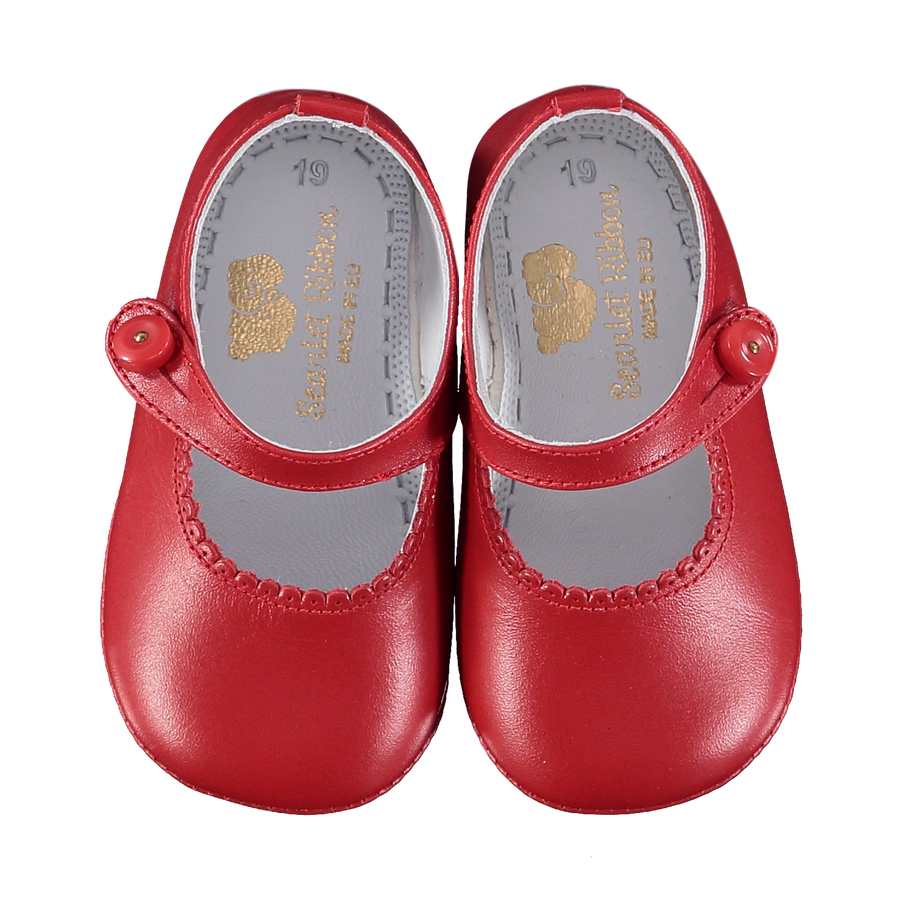 Soft Leather Baby 'Lucy' Shoes - Scarlet - Scarlet Ribbon Merino