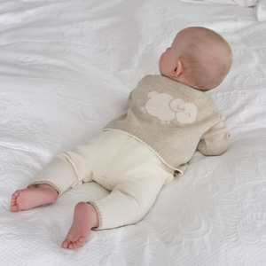 Merino Knitted Baby Leggings - White & Oatmeal - Scarlet Ribbon Merino