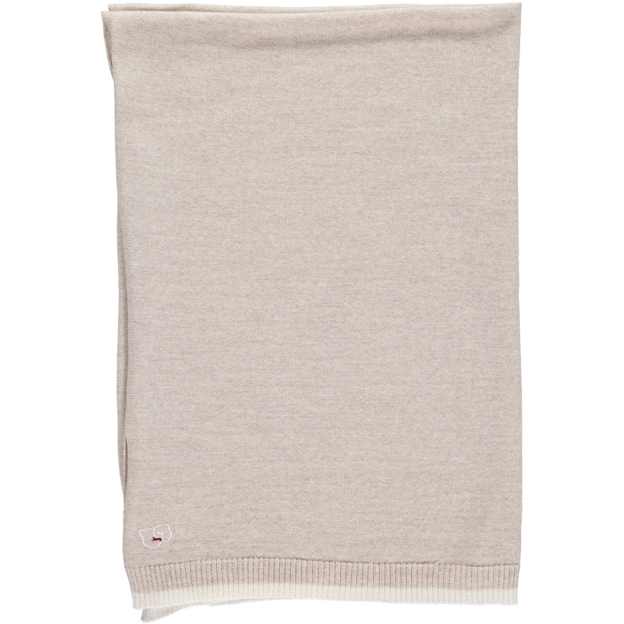 Merino Knitted Lightweight Baby Blanket - Oatmeal & White - Scarlet Ribbon Merino