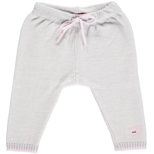 Merino Knitted Baby Leggings - Pearl Grey & Petal - Scarlet Ribbon Merino