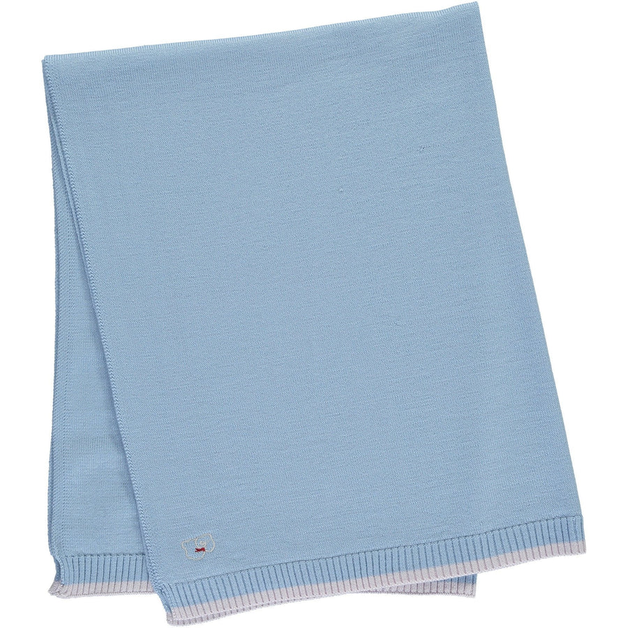 Merino Knitted Baby Blanket - Beau Blue - Scarlet Ribbon Merino