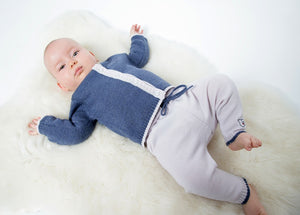 Merino Knitted Baby Leggings - Pearl Grey & Denim - Scarlet Ribbon Merino