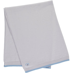 Merino Knitted Baby Blanket - Pearl Grey & Blue - Scarlet Ribbon Merino