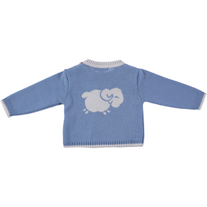 Merino Baby Jumper with Sheep Motif - Cornflower Blue - Scarlet Ribbon Merino