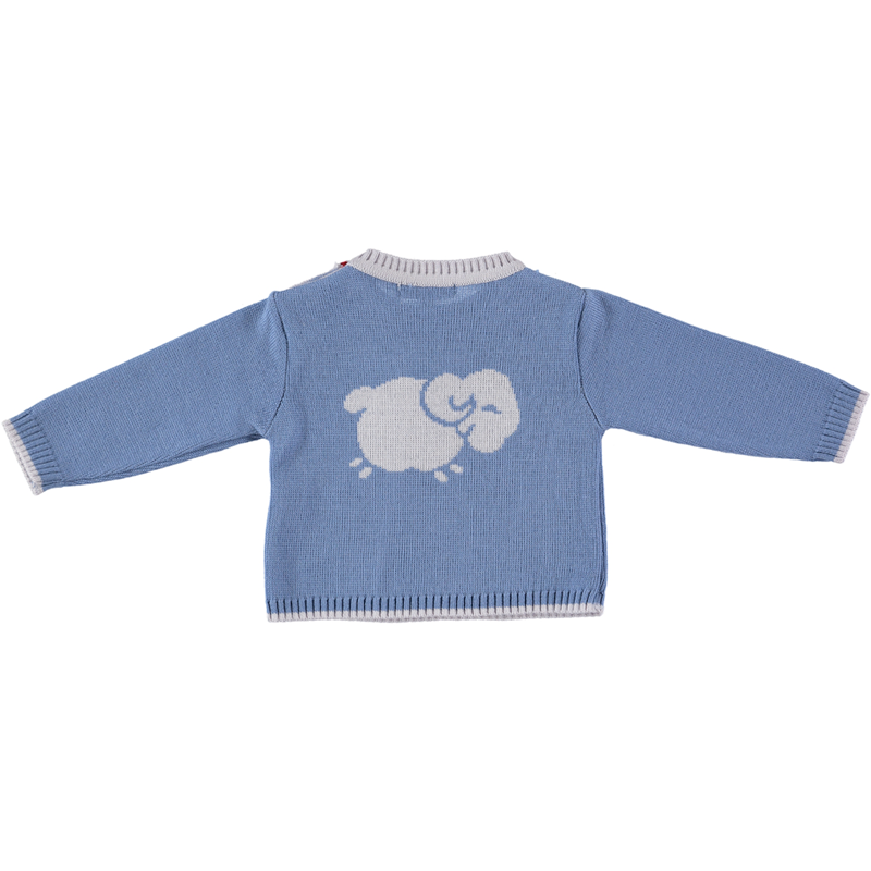Merino Baby Jumper with Sheep Motif - Cornflower Blue - Scarlet Ribbon Merino