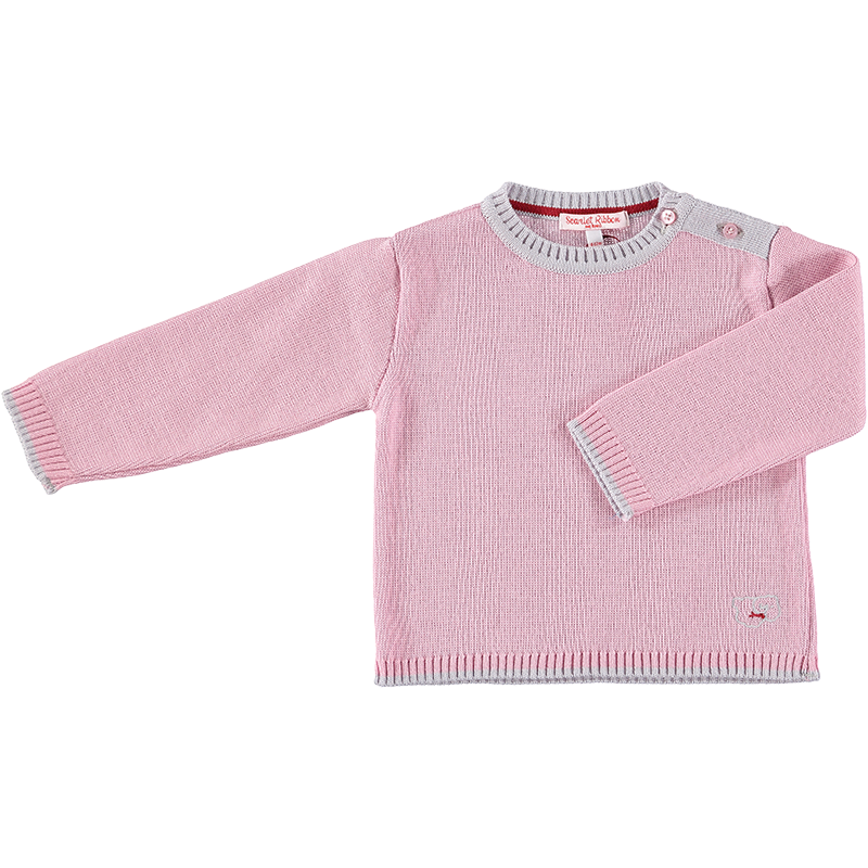 Organic Merino Baby Jumper - Rose/Cassis Melange main image 0