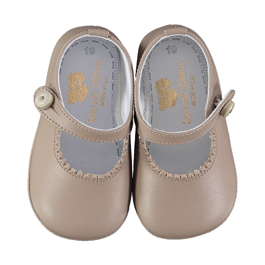 Soft Leather Baby 'Lucy' Shoes - Taupe - Scarlet Ribbon Merino