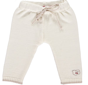 Merino Knitted Baby Leggings - White & Oatmeal