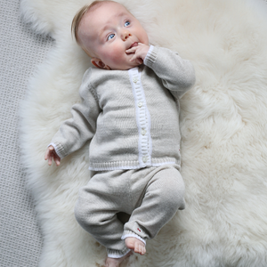 Merino Knitted Baby Leggings - Oatmeal - Scarlet Ribbon Merino